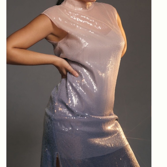 Anthropologie Cap-Sleeve Mock-Neck Slim Midi Dress 0 Petite NWT - Picture 5 of 15